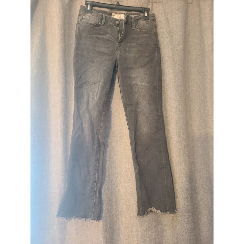 Free People Washed Black Distressed Hem Jeans Size 27/ 4